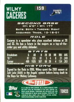 2002 Topps Total #159 Wilmy Caceres Back