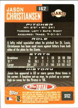 2002 Topps Total #162 Jason Christiansen Back