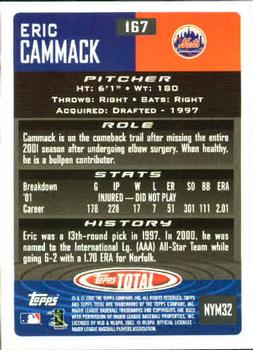 2002 Topps Total #167 Eric Cammack Back