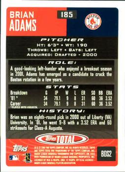 2002 Topps Total #185 Brian Adams Back