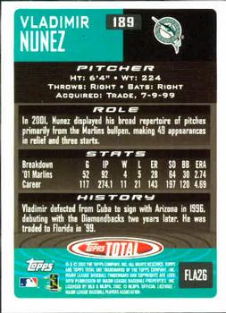 2002 Topps Total #189 Vladimir Nunez Back