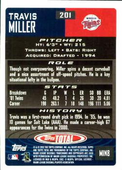 2002 Topps Total #201 Travis Miller Back