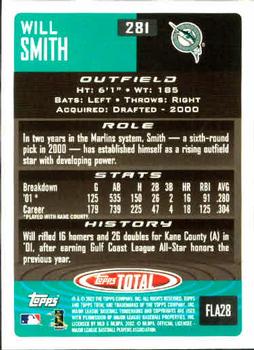 2002 Topps Total #281 Will Smith Back