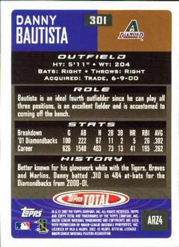 2002 Topps Total #301 Danny Bautista Back