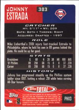 2002 Topps Total #303 Johnny Estrada Back