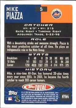 2002 Topps Total #5 Mike Piazza Back