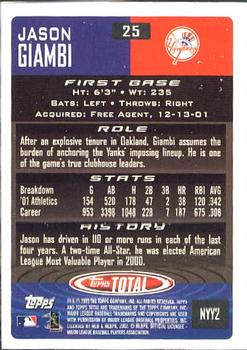 2002 Topps Total #25 Jason Giambi Back