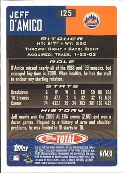 2002 Topps Total #125 Jeff D'Amico Back