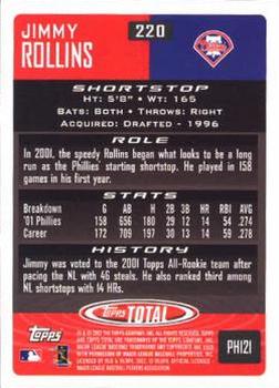 2002 Topps Total #220 Jimmy Rollins Back