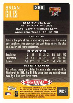 2002 Topps Total #368 Brian Giles Back