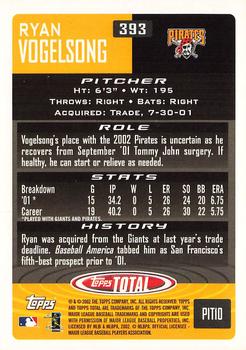 2002 Topps Total #393 Ryan Vogelsong Back