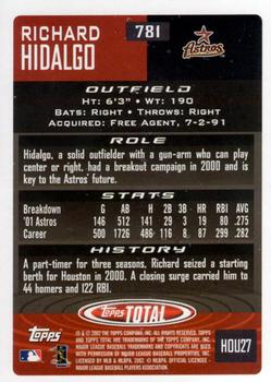 2002 Topps Total #781 Richard Hidalgo Back