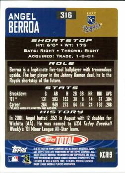 2002 Topps Total #316 Angel Berroa Back