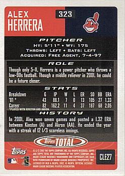 2002 Topps Total #323 Alex Herrera Back