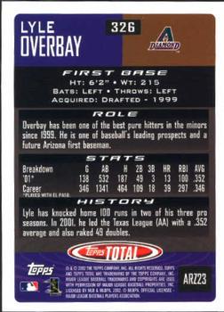 2002 Topps Total #326 Lyle Overbay Back