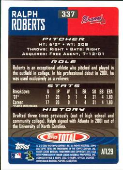 2002 Topps Total #337 Ralph Roberts Back