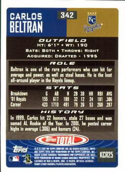 2002 Topps Total #342 Carlos Beltran Back