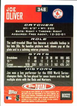 2002 Topps Total #348 Joe Oliver Back
