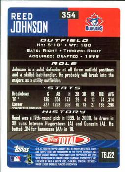 2002 Topps Total #354 Reed Johnson Back
