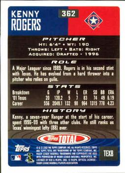 2002 Topps Total #362 Kenny Rogers Back