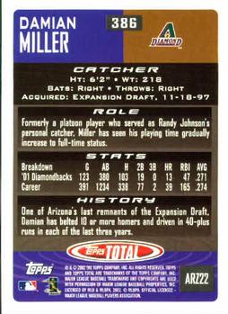 2002 Topps Total #386 Damian Miller Back