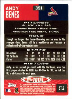 2002 Topps Total #391 Andy Benes Back