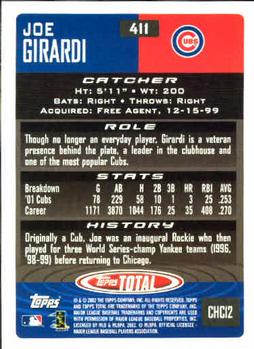2002 Topps Total #411 Joe Girardi Back