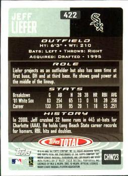 2002 Topps Total #422 Jeff Liefer Back