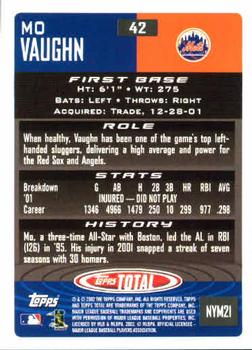 2002 Topps Total #42 Mo Vaughn Back