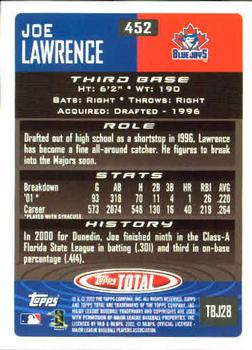 2002 Topps Total #452 Joe Lawrence Back