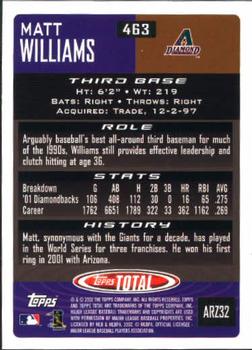 2002 Topps Total #463 Matt Williams Back