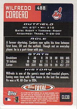 2002 Topps Total #488 Wil Cordero Back