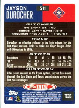 2002 Topps Total #511 Jayson Durocher Back