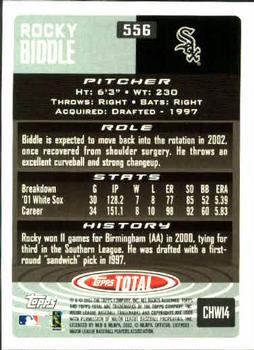 2002 Topps Total #556 Rocky Biddle Back