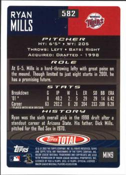 2002 Topps Total #582 Ryan Mills Back