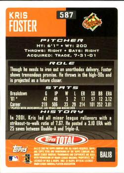 2002 Topps Total #587 Kris Foster Back
