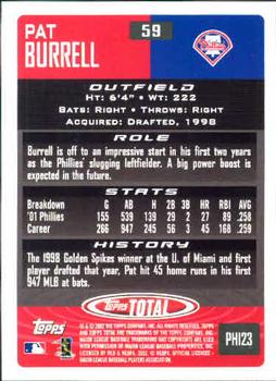 2002 Topps Total #59 Pat Burrell Back