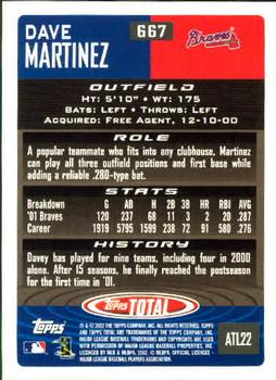 2002 Topps Total #667 Dave Martinez Back