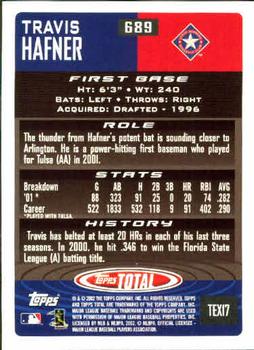 2002 Topps Total #689 Travis Hafner Back