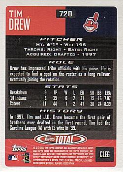 2002 Topps Total #720 Tim Drew Back