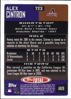 2002 Topps Total #723 Alex Cintron Back