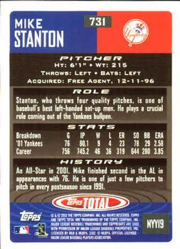 2002 Topps Total #731 Mike Stanton Back