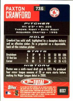 2002 Topps Total #736 Paxton Crawford Back