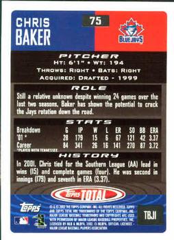 2002 Topps Total #75 Chris Baker Back