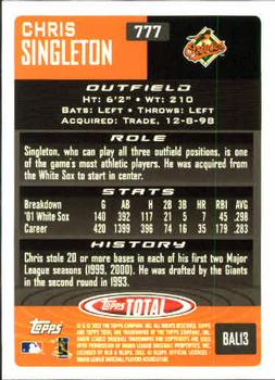 2002 Topps Total #777 Chris Singleton Back