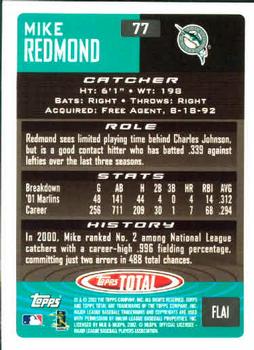 2002 Topps Total #77 Mike Redmond Back
