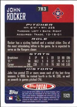 2002 Topps Total #783 John Rocker Back