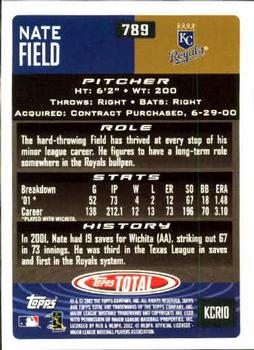 2002 Topps Total #789 Nate Field Back