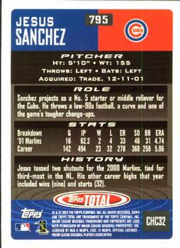 2002 Topps Total #795 Jesus Sanchez Back