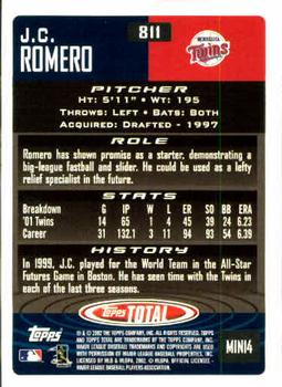 2002 Topps Total #811 J.C. Romero Back
